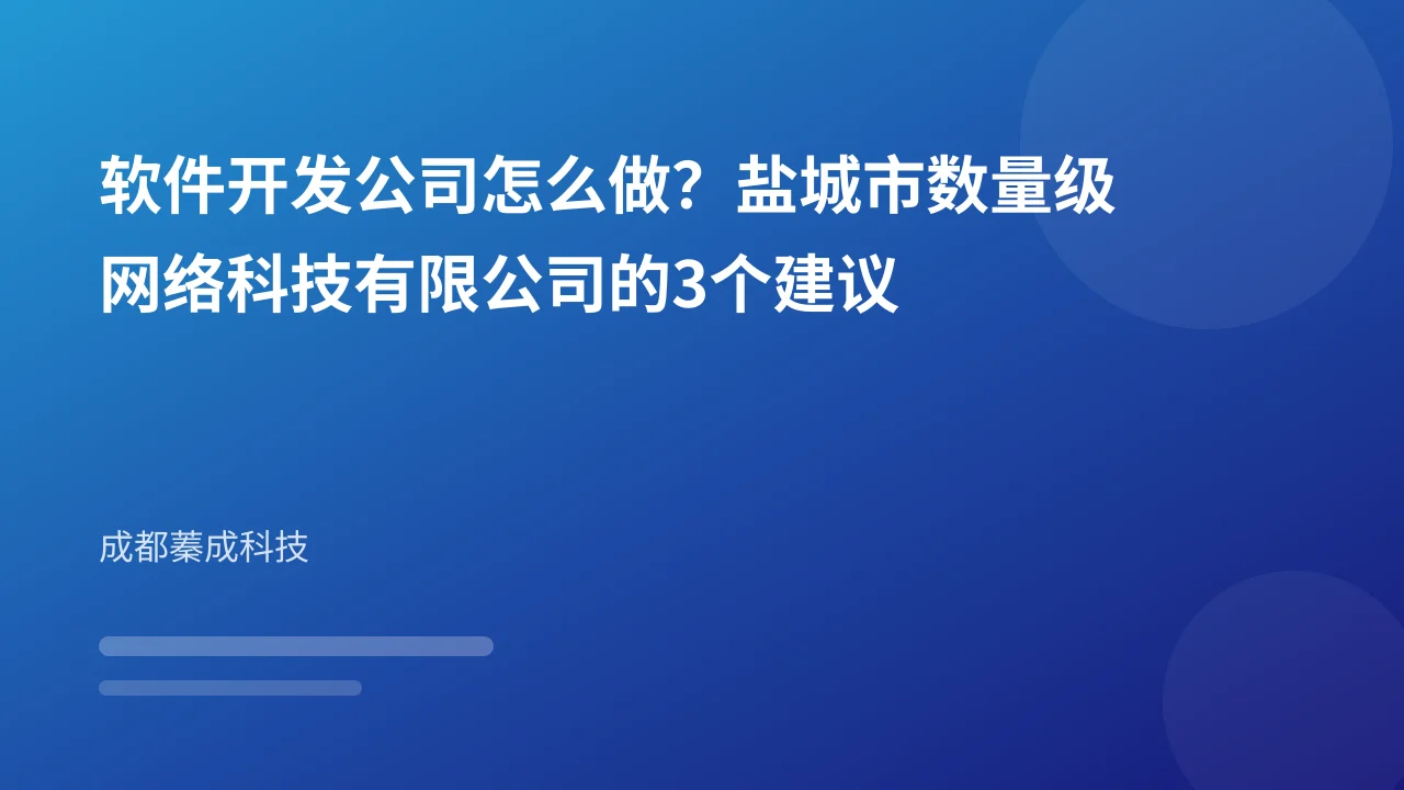 软件开发公司怎么做？盐城市数量级网络科技有限公司的3个建议