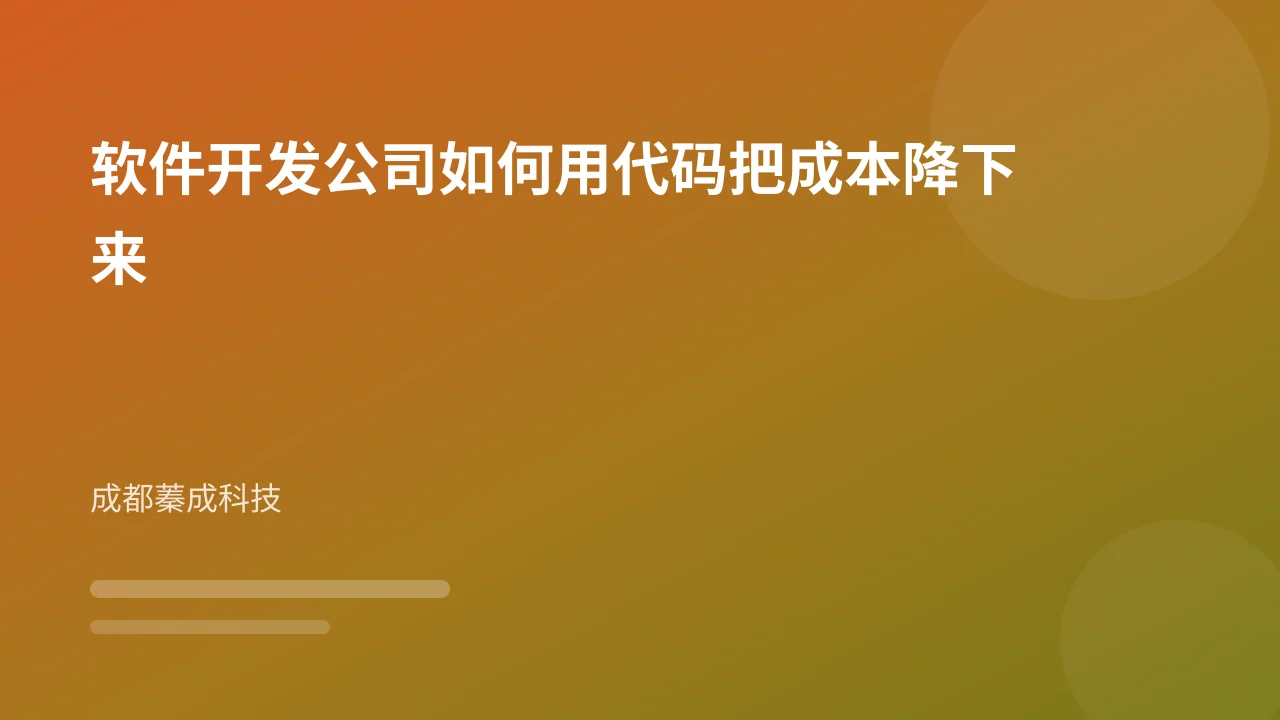 软件开发公司如何用代码把成本降下来